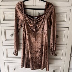 Speechless Brown Velvet Long Sleeve Dress